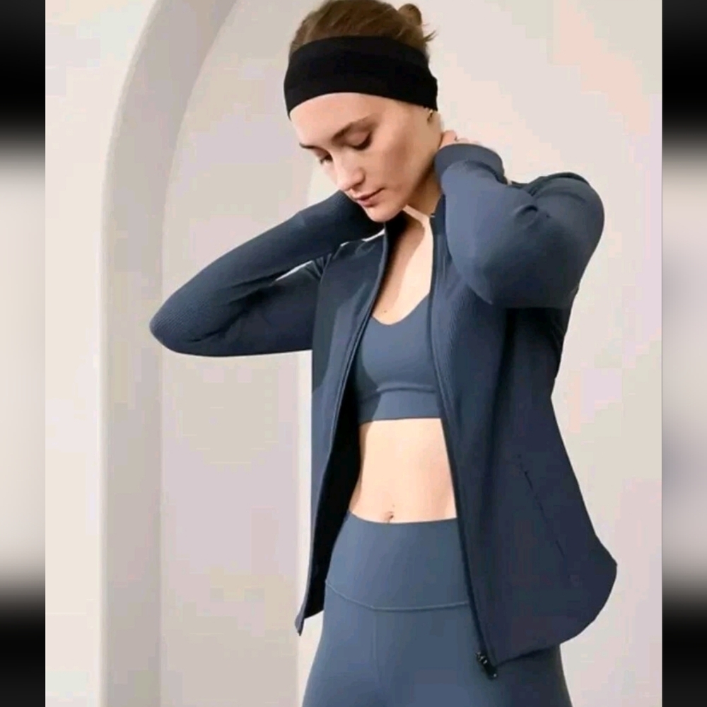 Athleta Ribbed Salutation Full Zip Jacket In Gran… - image 1